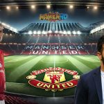 Ruben Amorim dan pemain Manchester United di Old Trafford dengan logo Mamen4D